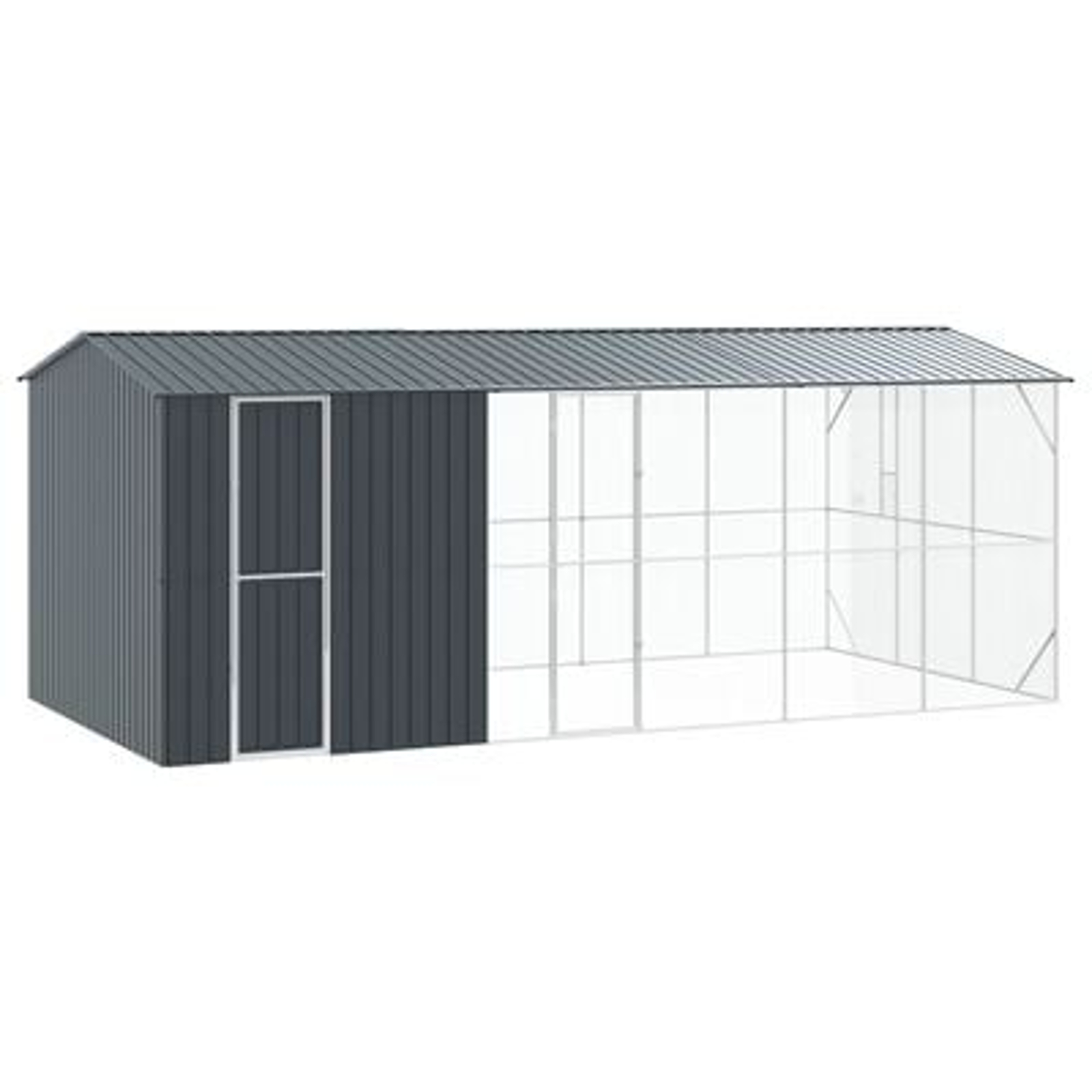 vidaXL Colivie de păsări cu extensie, antracit, 310x640x247 cm, oțel vidaXL Colivie de păsări cu extensie, antracit, 310x640x247 cm, oțel
