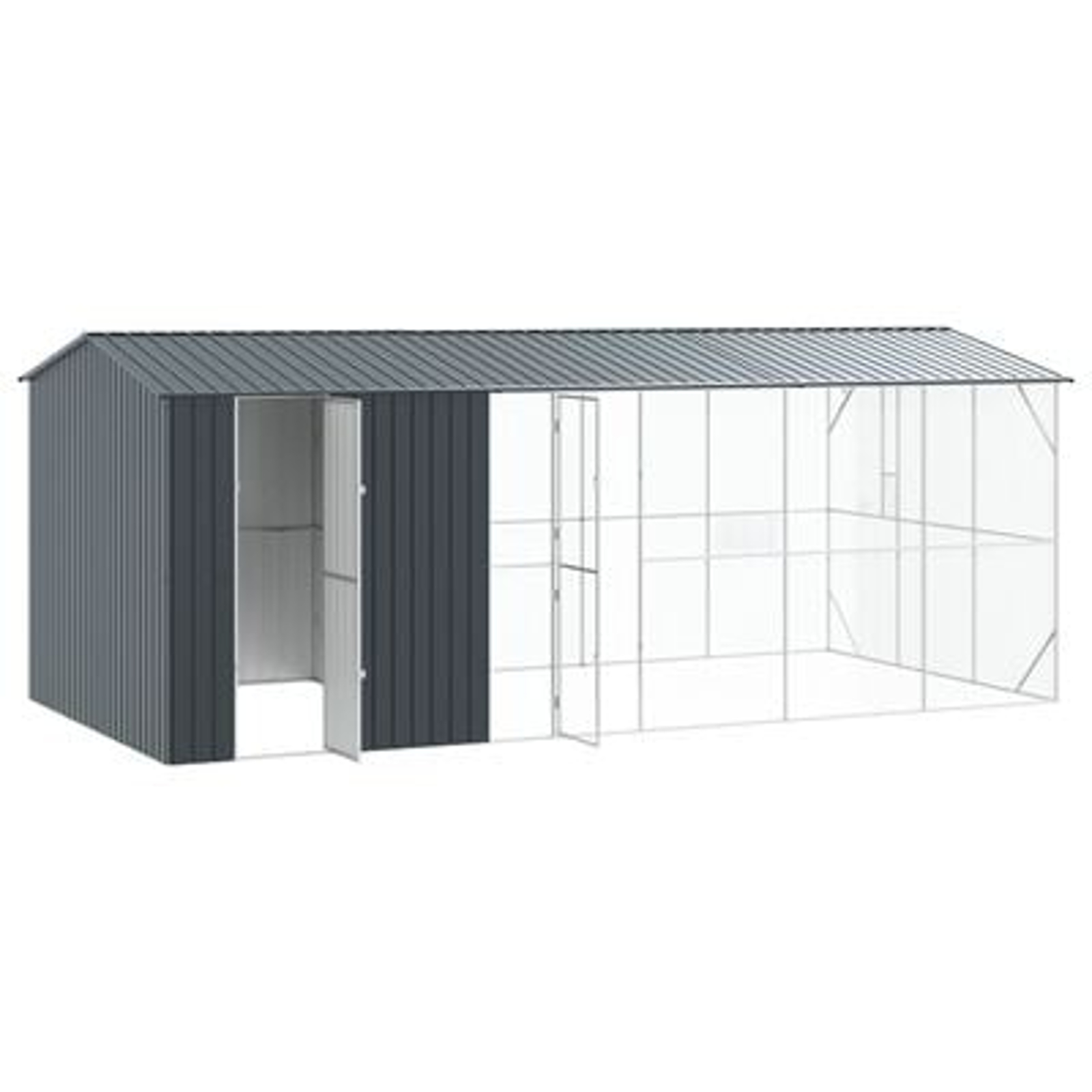 vidaXL Colivie de păsări cu extensie, antracit, 310x640x247 cm, oțel vidaXL Colivie de păsări cu extensie, antracit, 310x640x247 cm, oțel