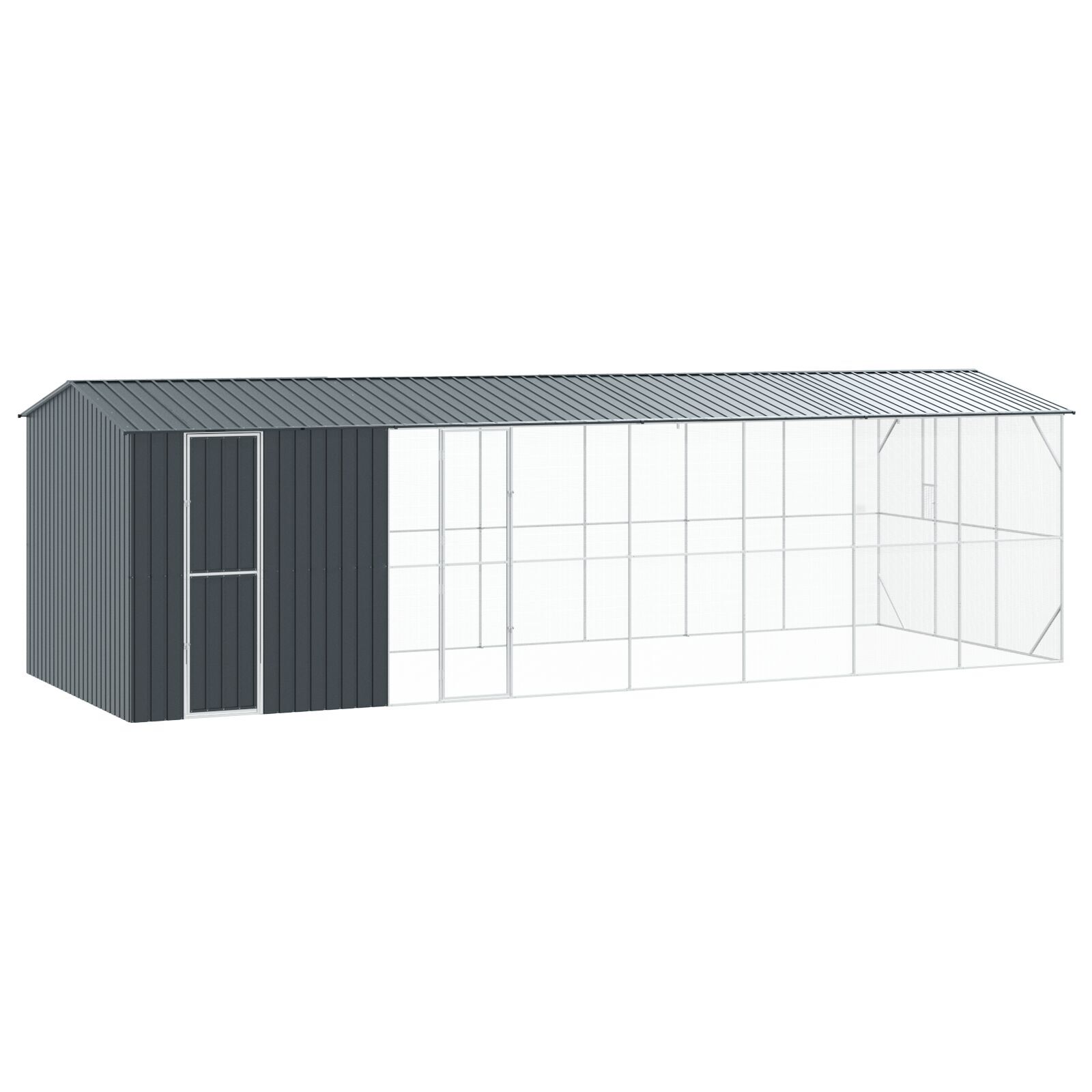 vidaXL Colivie de păsări cu extensie, antracit, 310x838x247 cm, oțel vidaXL Colivie de păsări cu extensie, antracit, 310x838x247 cm, oțel
