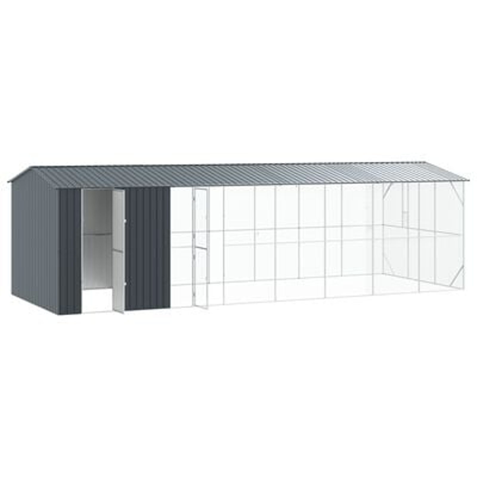 vidaXL Colivie de păsări cu extensie, antracit, 310x838x247 cm, oțel vidaXL Colivie de păsări cu extensie, antracit, 310x838x247 cm, oțel