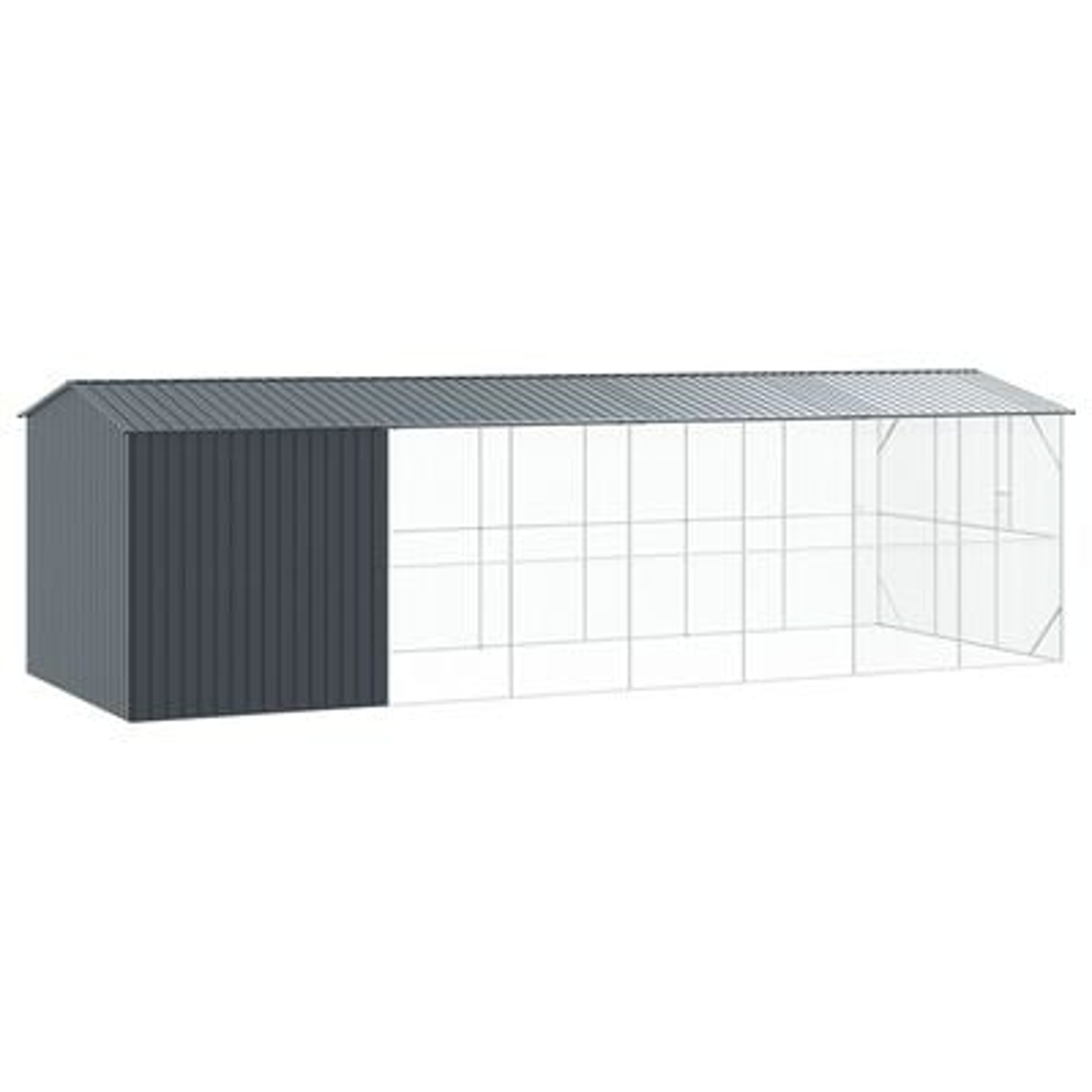 vidaXL Colivie de păsări cu extensie, antracit, 310x838x247 cm, oțel vidaXL Colivie de păsări cu extensie, antracit, 310x838x247 cm, oțel