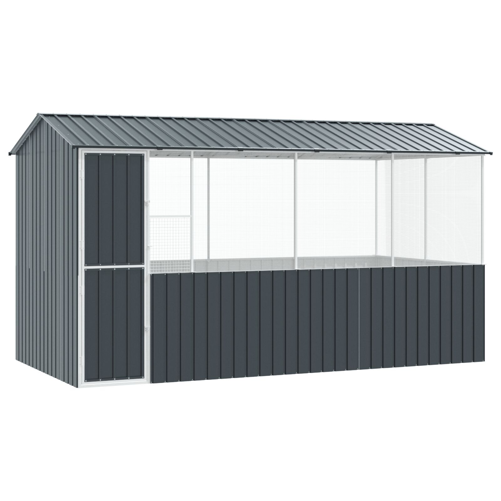 vidaXL Colivie de păsări, antracit, 215x78x200 cm, oțel zincat vidaXL Colivie de păsări, antracit, 215x78x200 cm, oțel zincat