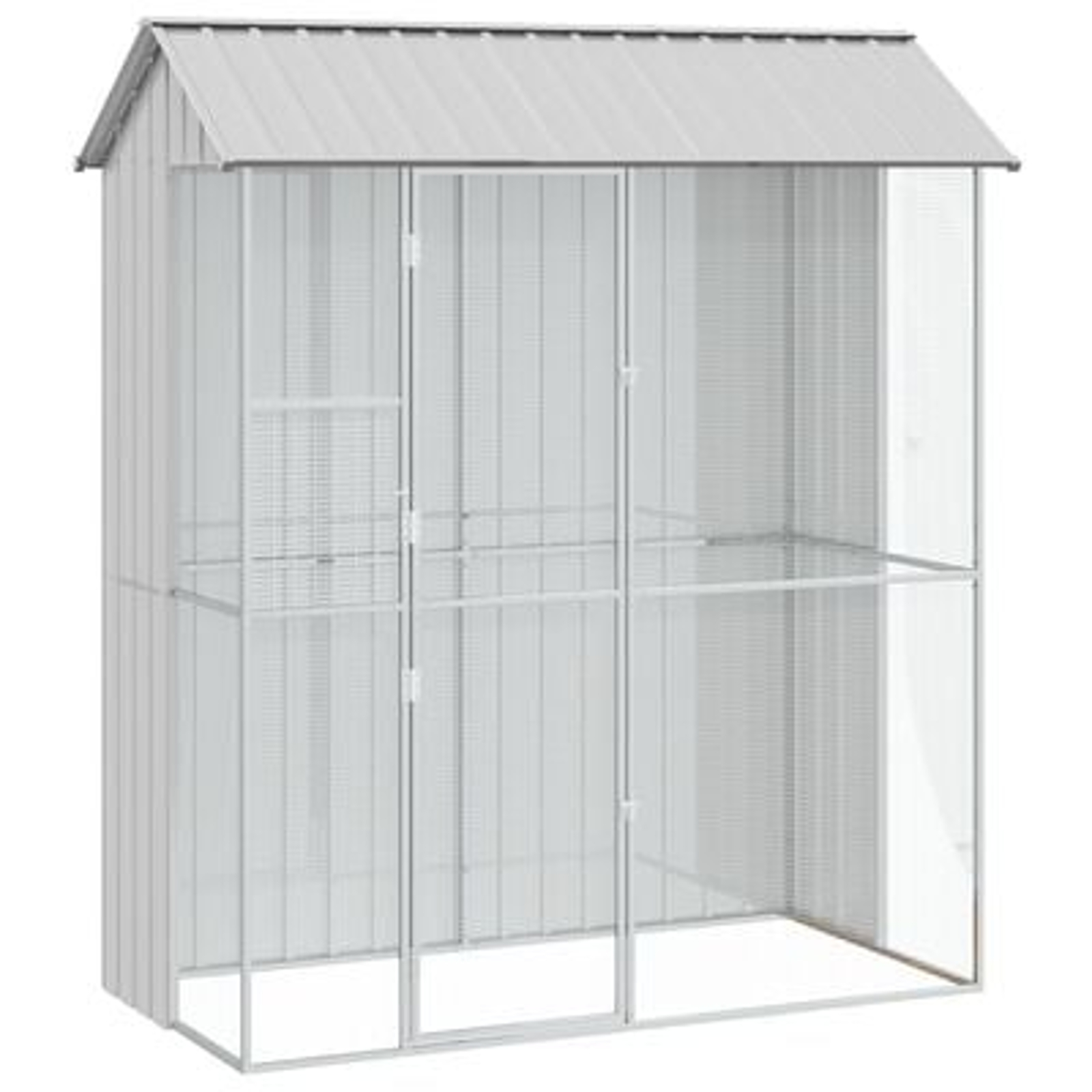 vidaXL Colivie de păsări, gri, 215x110x247 cm, oțel vidaXL Colivie de păsări, gri, 215x110x247 cm, oțel