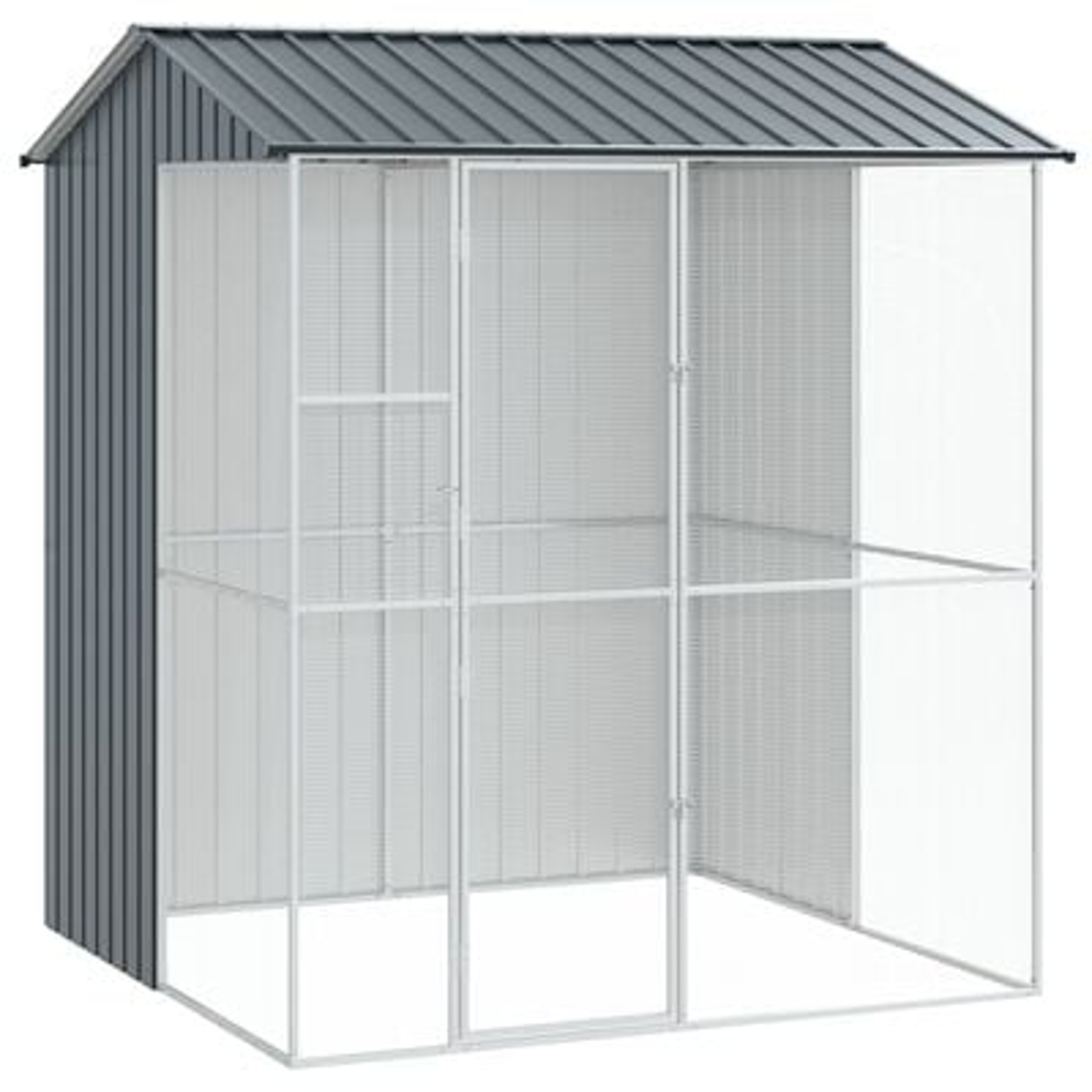 vidaXL Colivie de păsări, antracit, 215x210x247 cm, oțel vidaXL Colivie de păsări, antracit, 215x210x247 cm, oțel