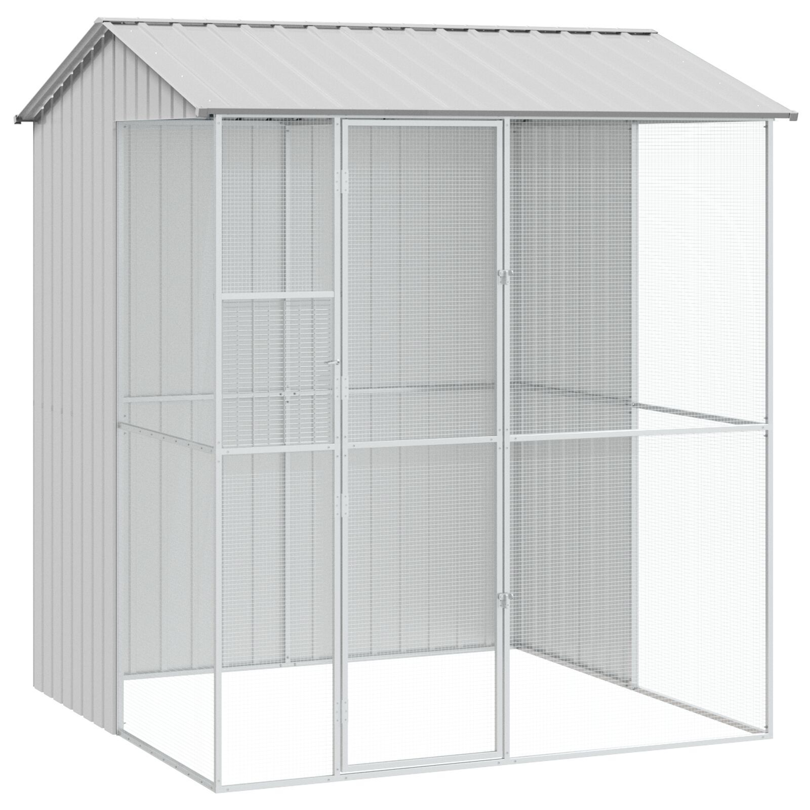 vidaXL Colivie de păsări, gri, 215x210x247 cm, oțel vidaXL Colivie de păsări, gri, 215x210x247 cm, oțel