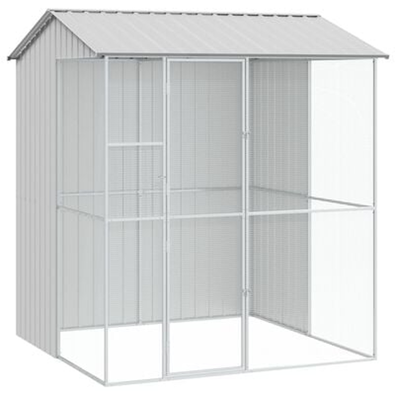 vidaXL Colivie de păsări, gri, 215x210x247 cm, oțel vidaXL Colivie de păsări, gri, 215x210x247 cm, oțel