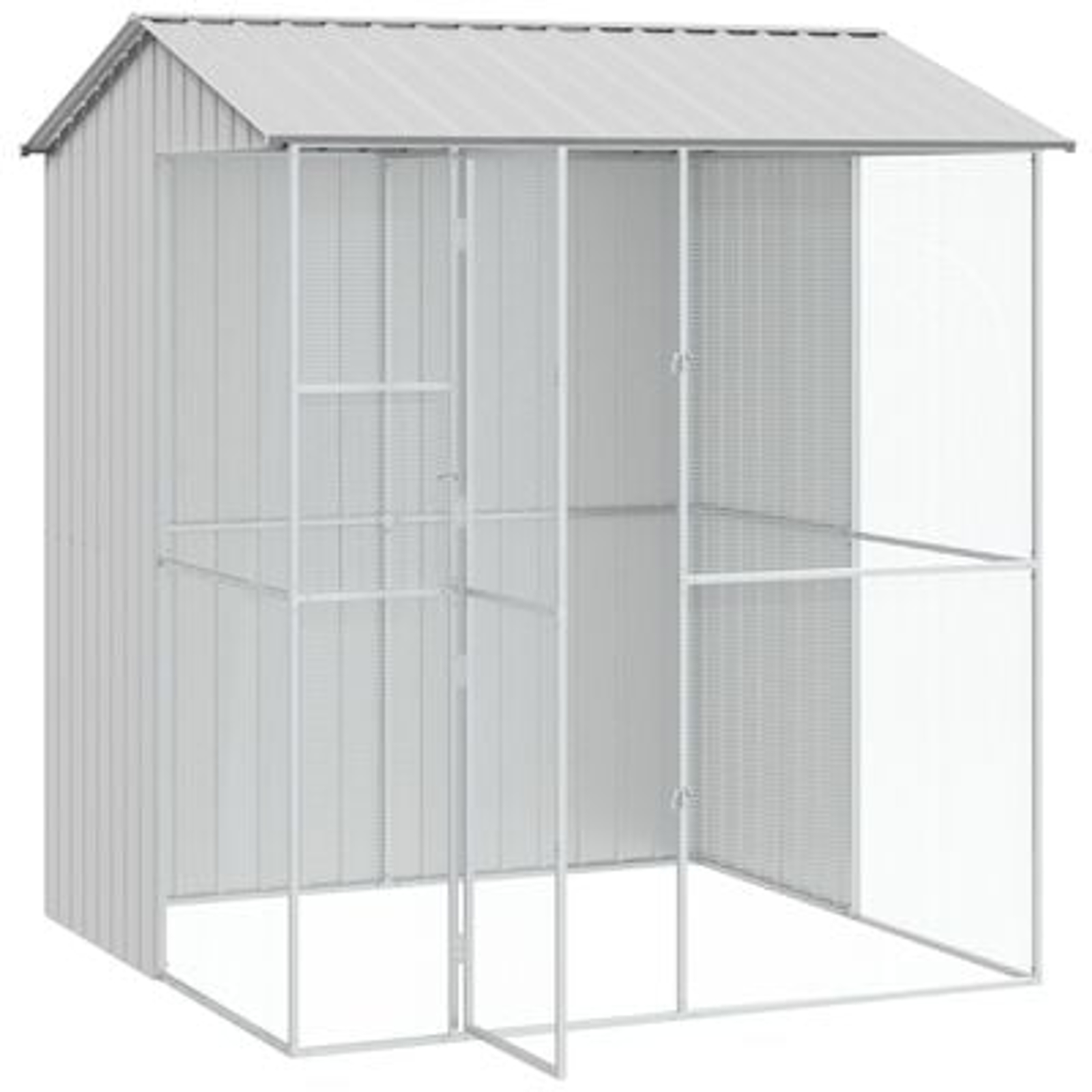vidaXL Colivie de păsări, gri, 215x210x247 cm, oțel vidaXL Colivie de păsări, gri, 215x210x247 cm, oțel