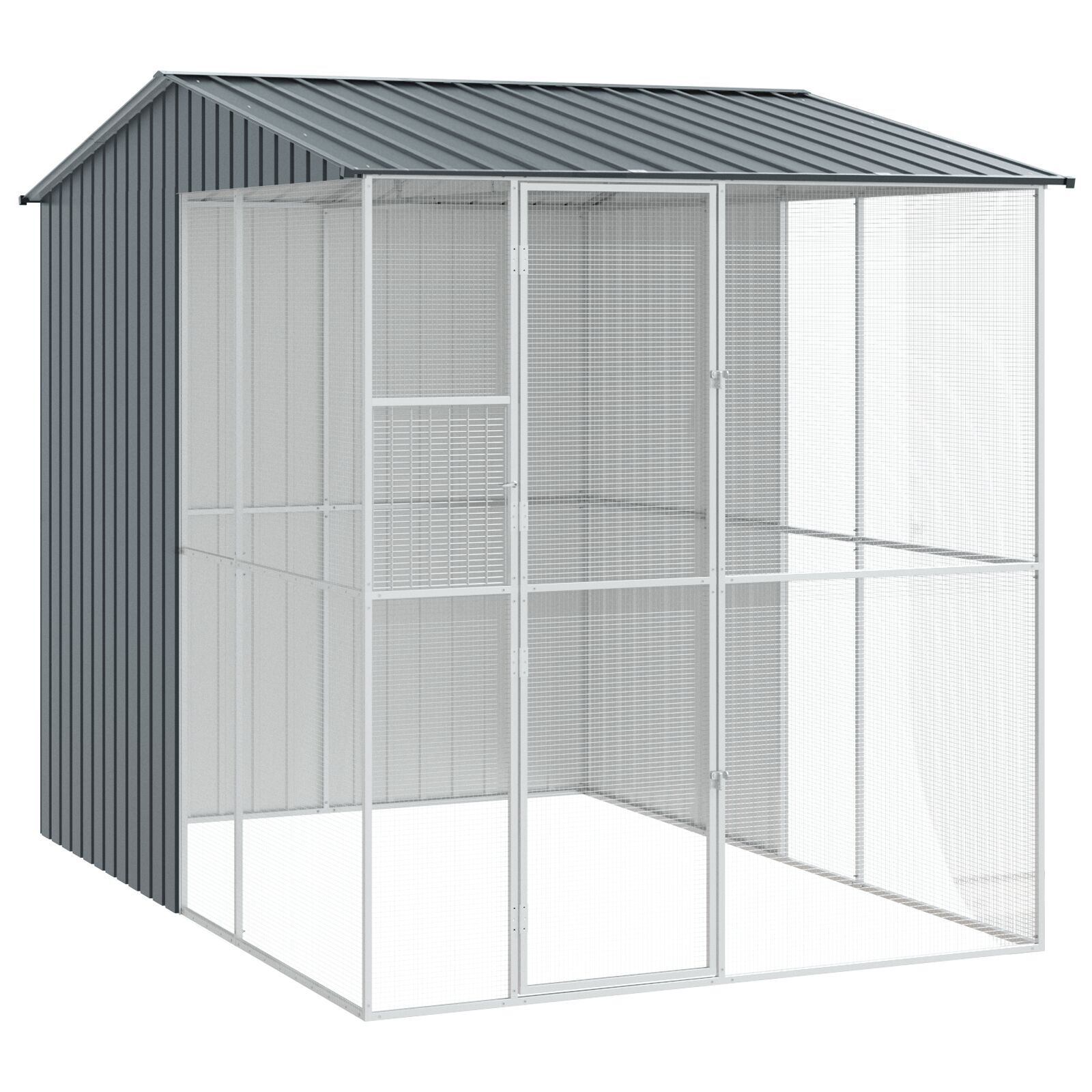 vidaXL Colivie de păsări, antracit, 215x310x247 cm, oțel vidaXL Colivie de păsări, antracit, 215x310x247 cm, oțel