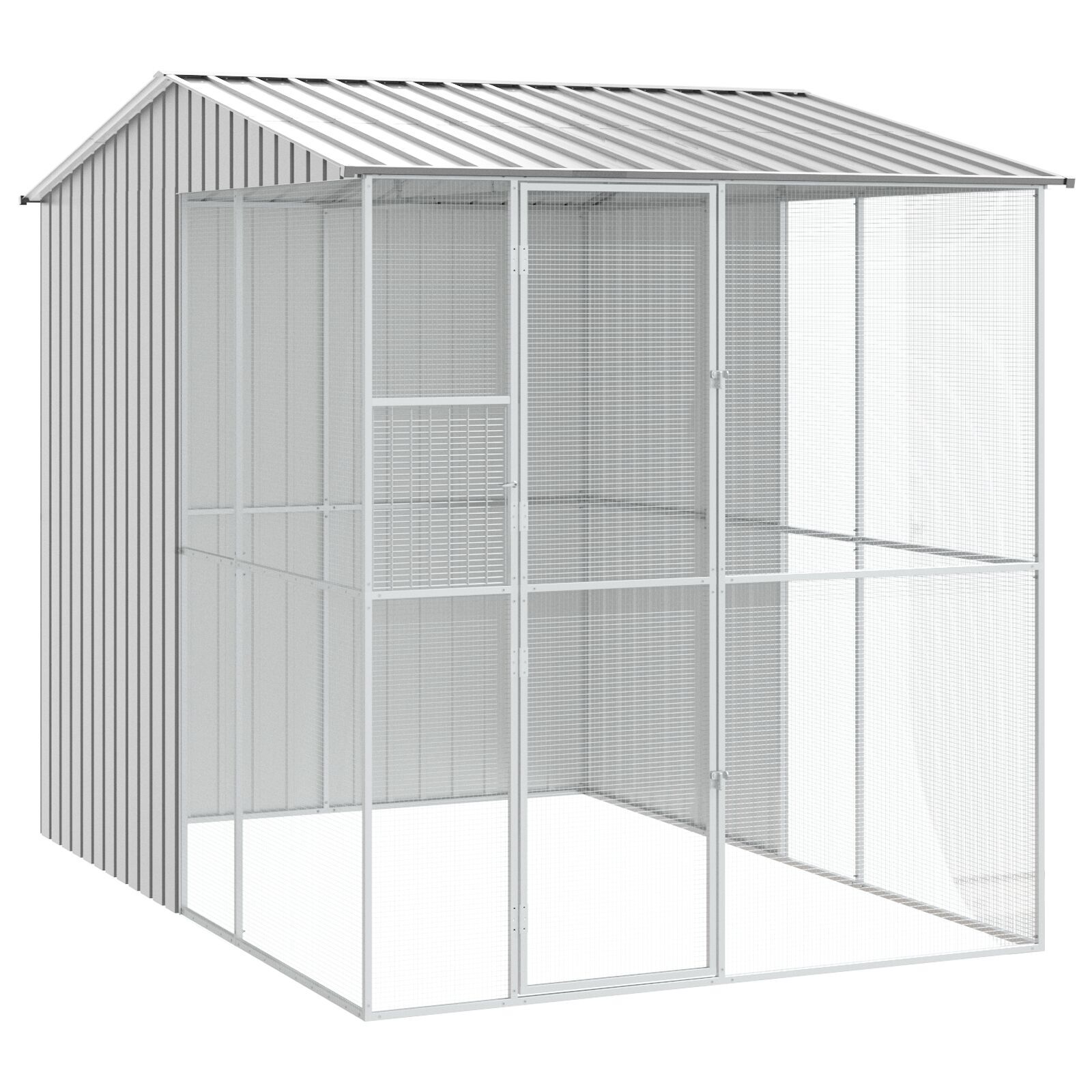 vidaXL Colivie de păsări, gri, 215x310x247 cm, oțel vidaXL Colivie de păsări, gri, 215x310x247 cm, oțel