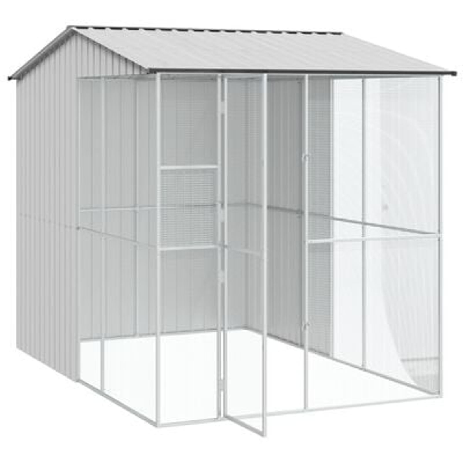 vidaXL Colivie de păsări, gri, 215x310x247 cm, oțel vidaXL Colivie de păsări, gri, 215x310x247 cm, oțel