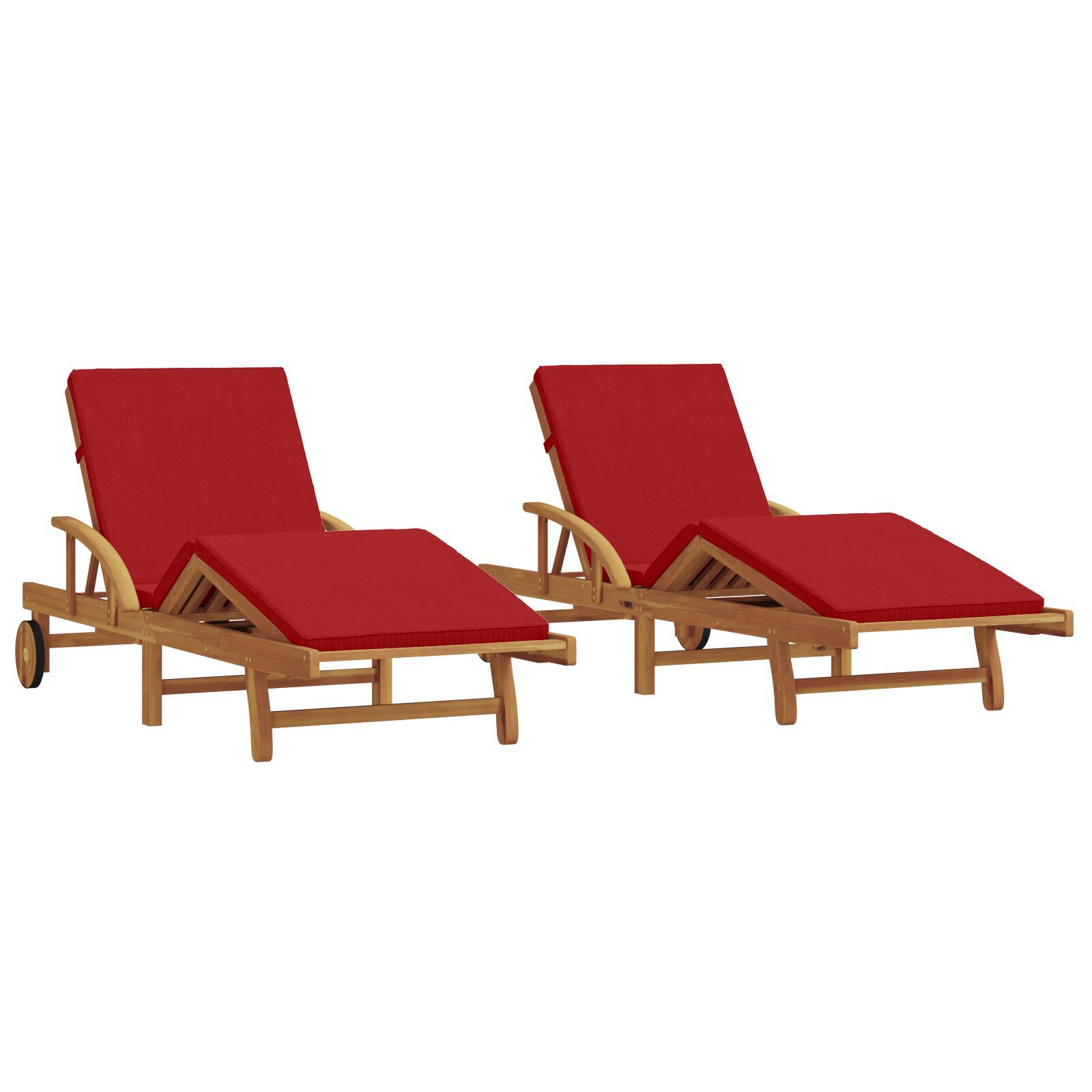 vidaXL Șezlong 2 pcs Roșu 200 x 67 x 84cm Lemn masiv de acacia vidaXL Șezlong 2 pcs Roșu 200 x 67 x 84cm Lemn masiv de acacia