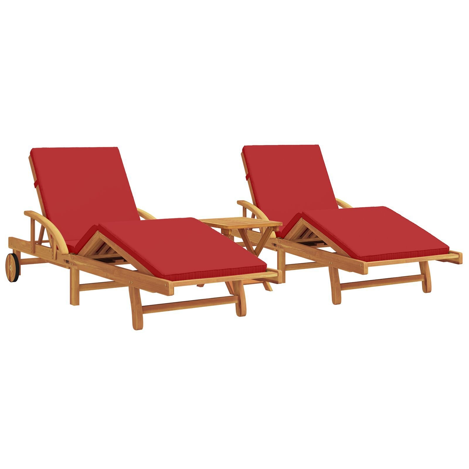 vidaXL Șezlong cu pernă 3 pcs Roșu 40 x 40 x 40cm Lemn masiv de acacia vidaXL Șezlong cu pernă 3 pcs Roșu 40 x 40 x 40cm Lemn masiv de acacia