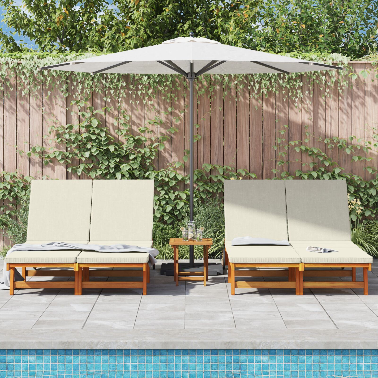 vidaXL Șezlong cu pernă Maro 125 x 200 x 84cm Lemn masiv de acacia