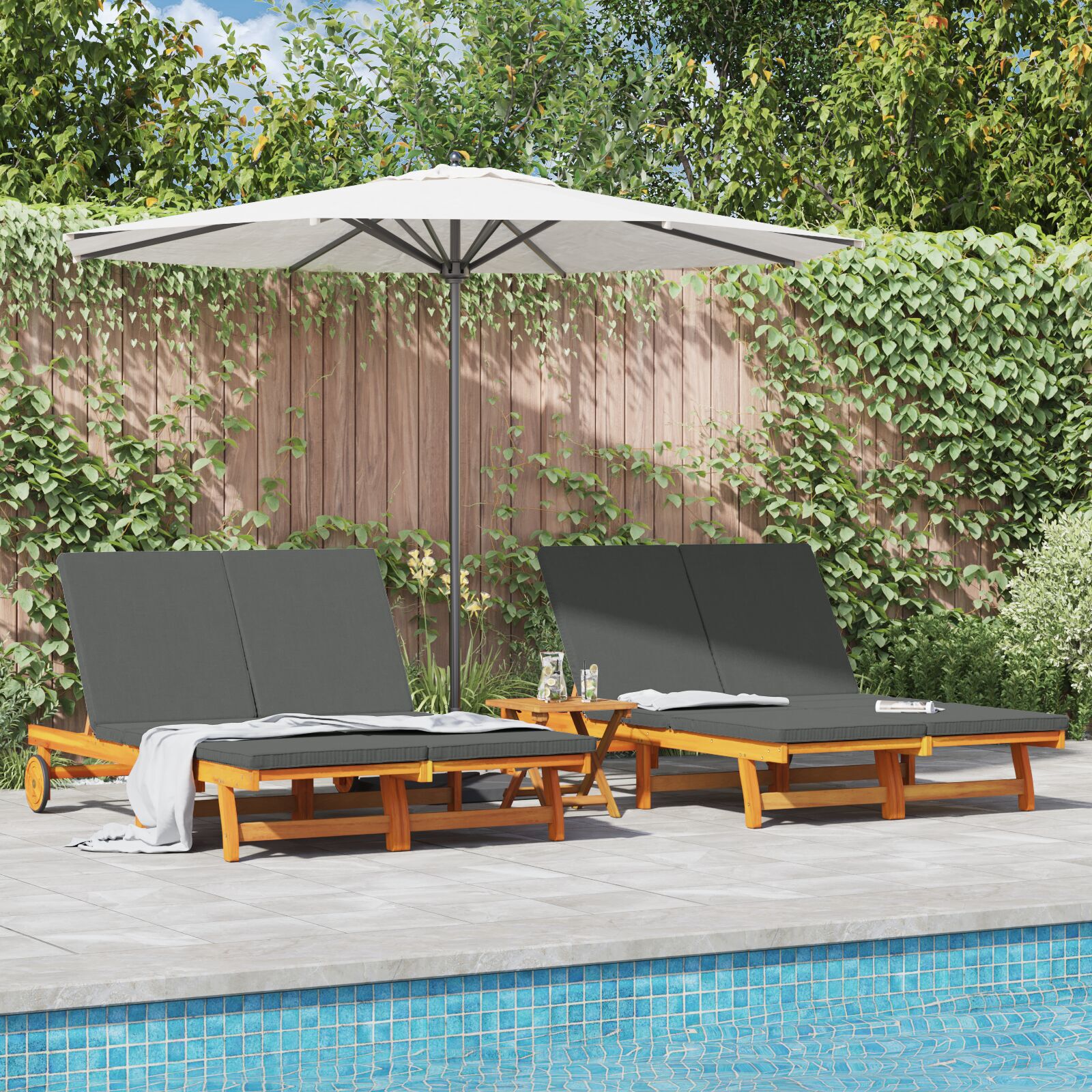 vidaXL Șezlong cu pernă Maro 125 x 200 x 84cm Lemn masiv de acacia