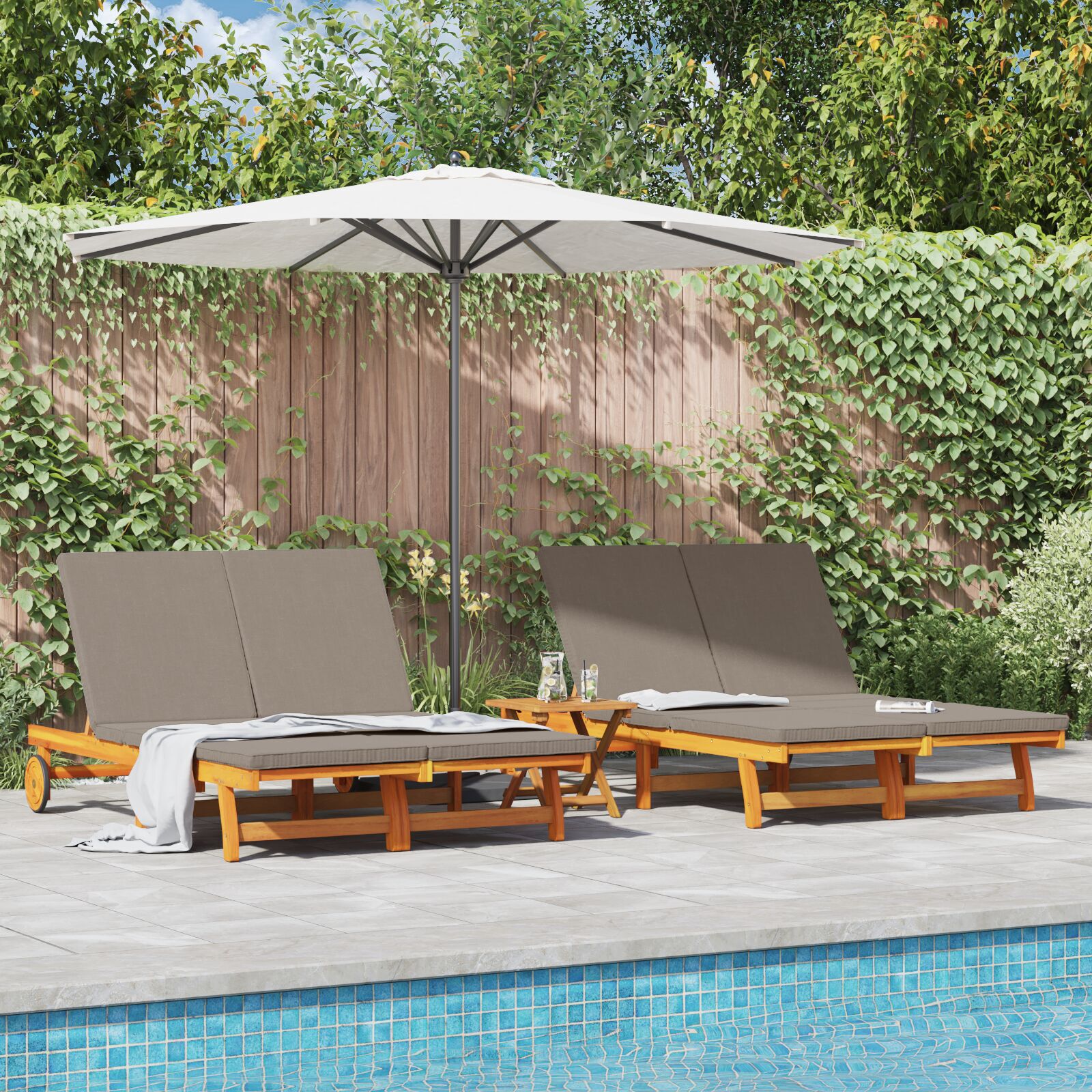 vidaXL Șezlong cu pernă Maro 125 x 200 x 84cm Lemn masiv de acacia