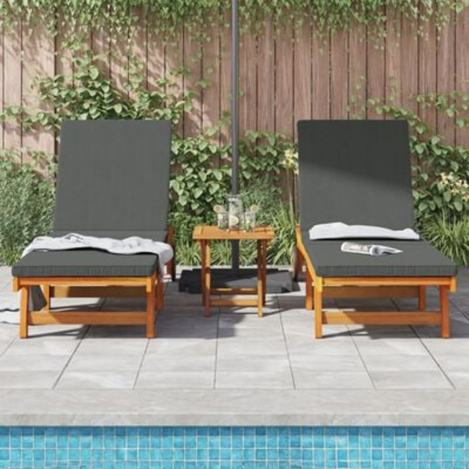 vidaXL Șezlong 2 pcs Maro 63 x 199 x 85cm Lemn masiv de acacia vidaXL Șezlong 2 pcs Maro 63 x 199 x 85cm Lemn masiv de acacia