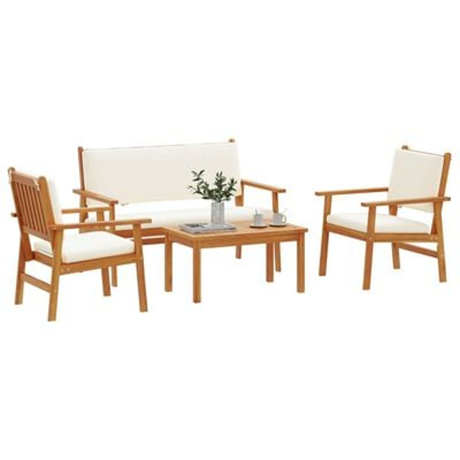 vidaXL Set de canapele pentru grădină 4 pcs Maro 75 x 45 x 38cm