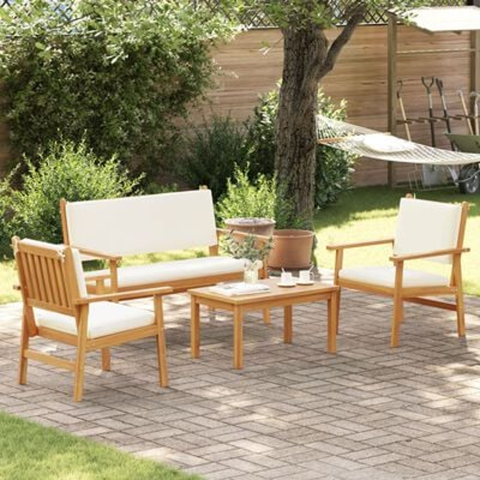 vidaXL Set de canapele pentru grădină 4 pcs Maro 75 x 45 x 38cm