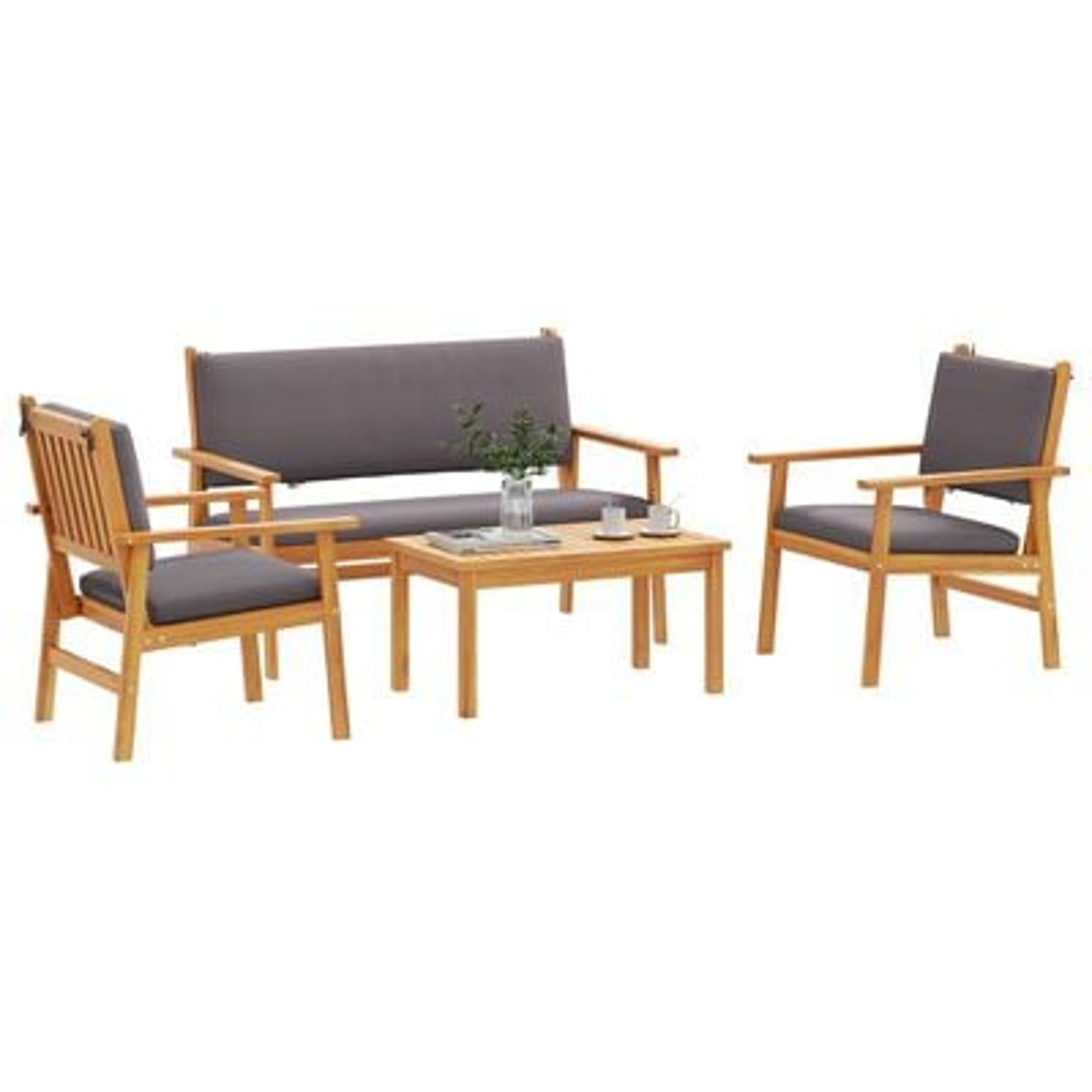 vidaXL Set de canapele pentru grădină 4 pcs Maro 75 x 45 x 38cm