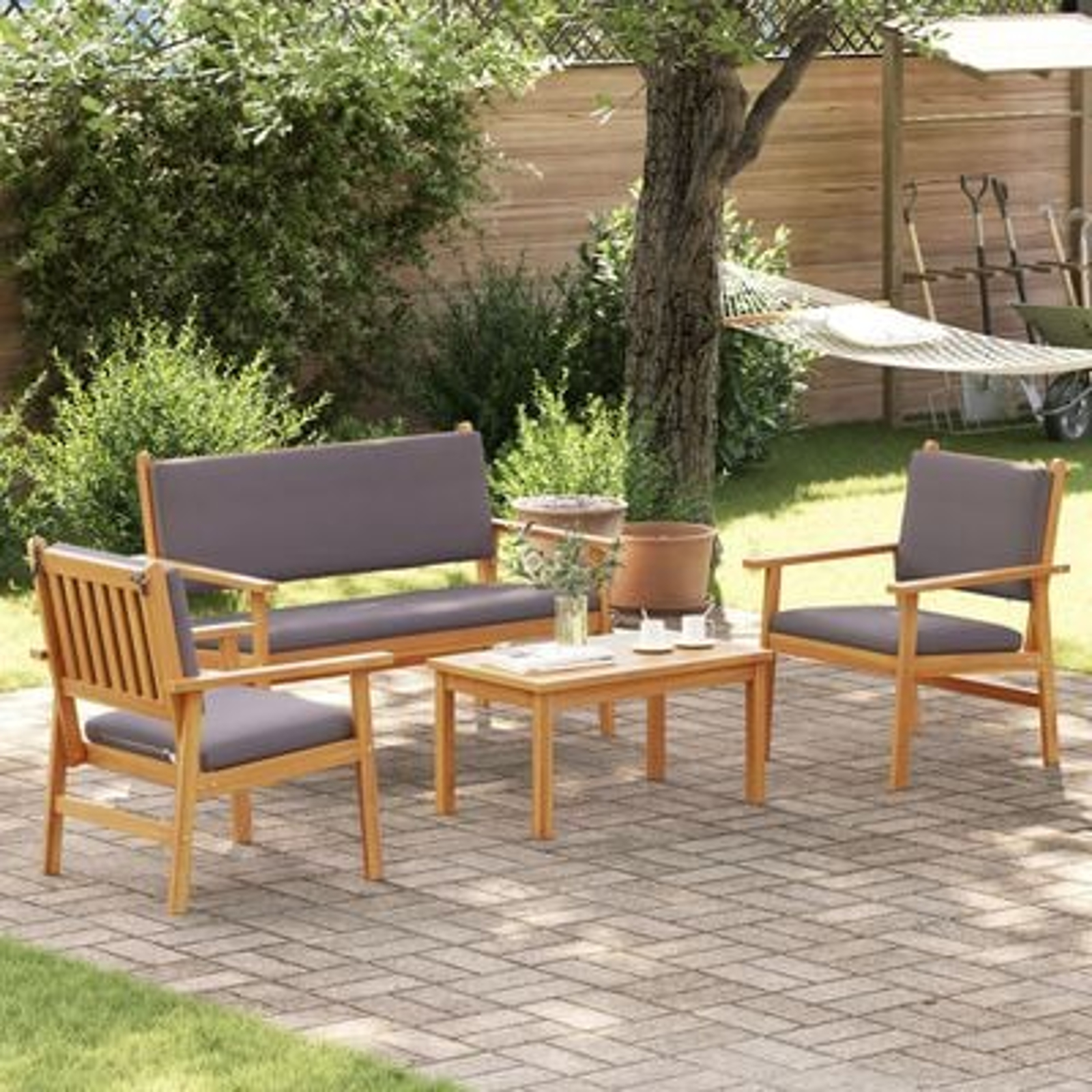 vidaXL Set de canapele pentru grădină 4 pcs Maro 75 x 45 x 38cm