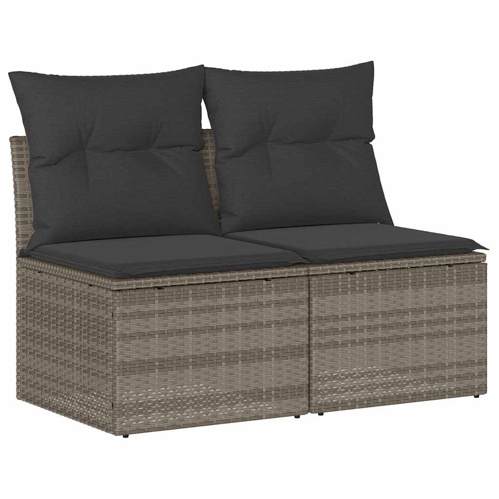 vidaXL Set canapea de grădină cu perne, 2 piese, gri deschis poliratan vidaXL Set canapea de grădină cu perne, 2 piese, gri deschis poliratan