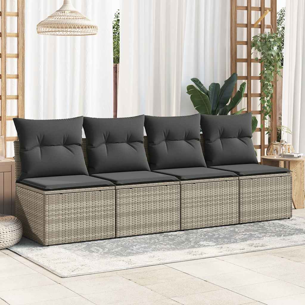 vidaXL Set canapea de grădină cu perne, 2 piese, gri deschis poliratan vidaXL Set canapea de grădină cu perne, 2 piese, gri deschis poliratan