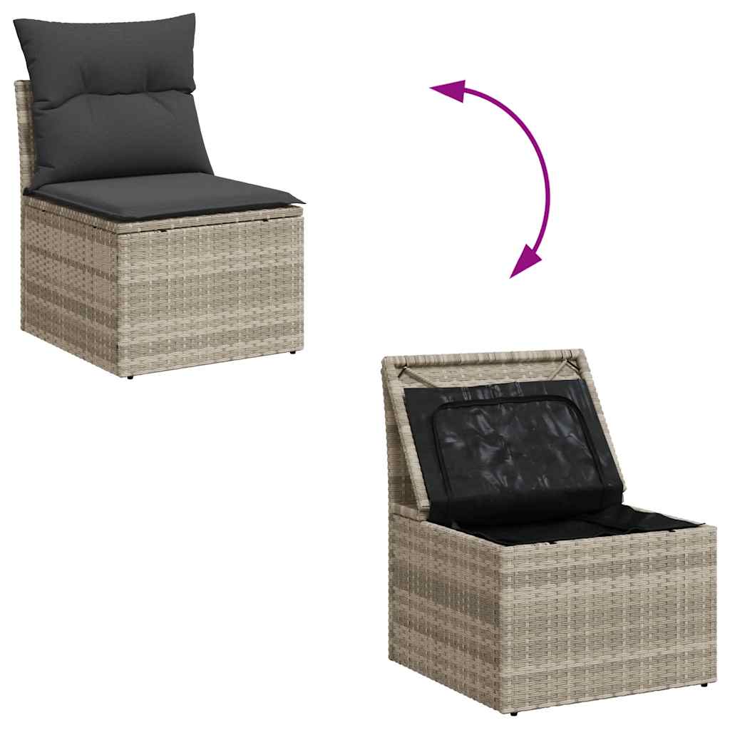 vidaXL Set canapea de grădină cu perne, 2 piese, gri deschis poliratan vidaXL Set canapea de grădină cu perne, 2 piese, gri deschis poliratan