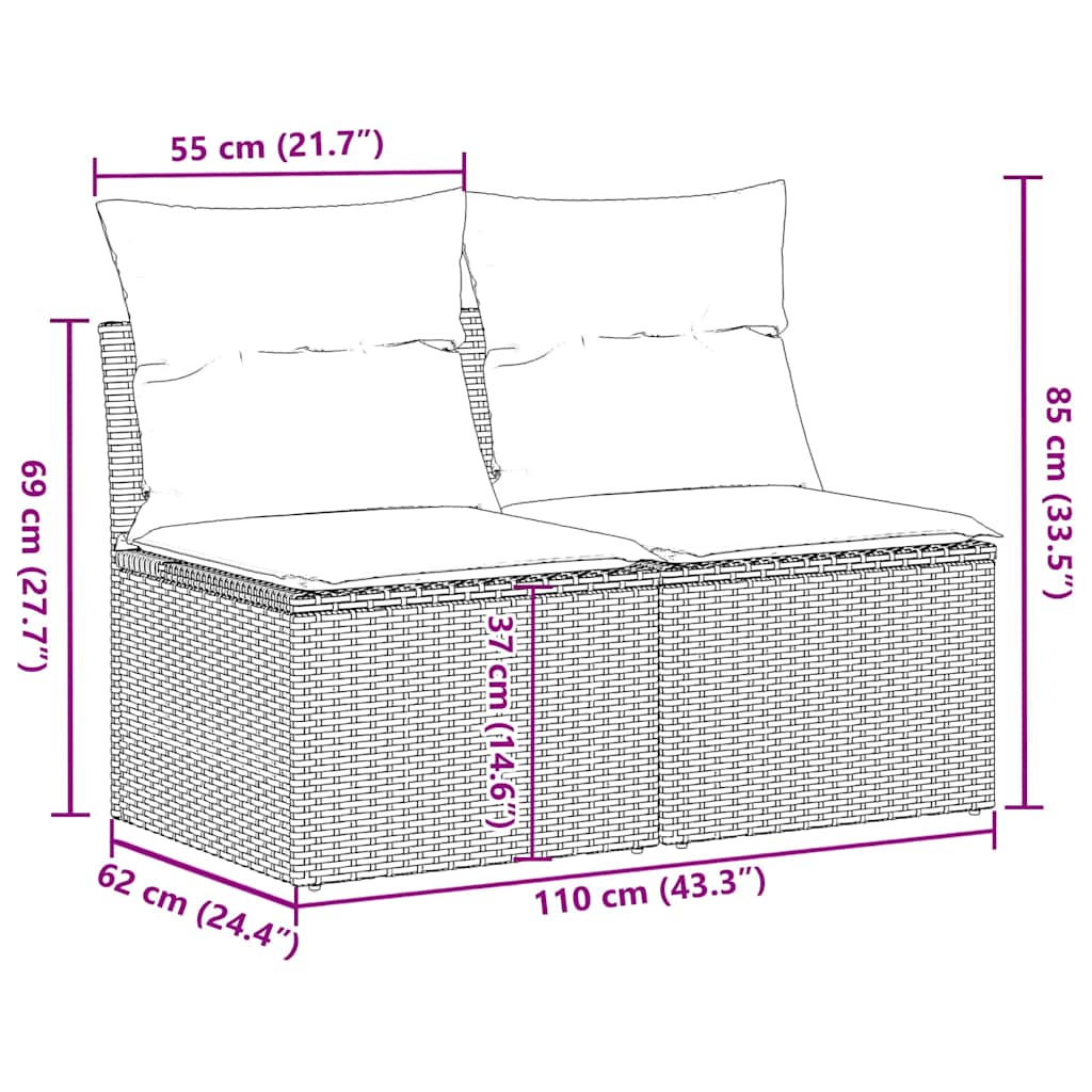 vidaXL Set canapea de grădină cu perne, 2 piese, gri deschis poliratan vidaXL Set canapea de grădină cu perne, 2 piese, gri deschis poliratan
