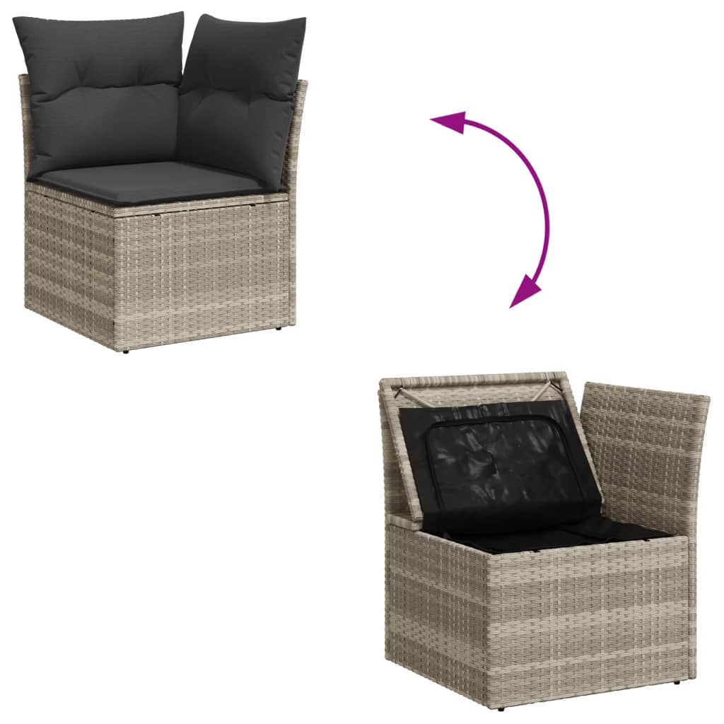 vidaXL Set canapea de grădină cu perne, 4 piese, gri deschis poliratan vidaXL Set canapea de grădină cu perne, 4 piese, gri deschis poliratan