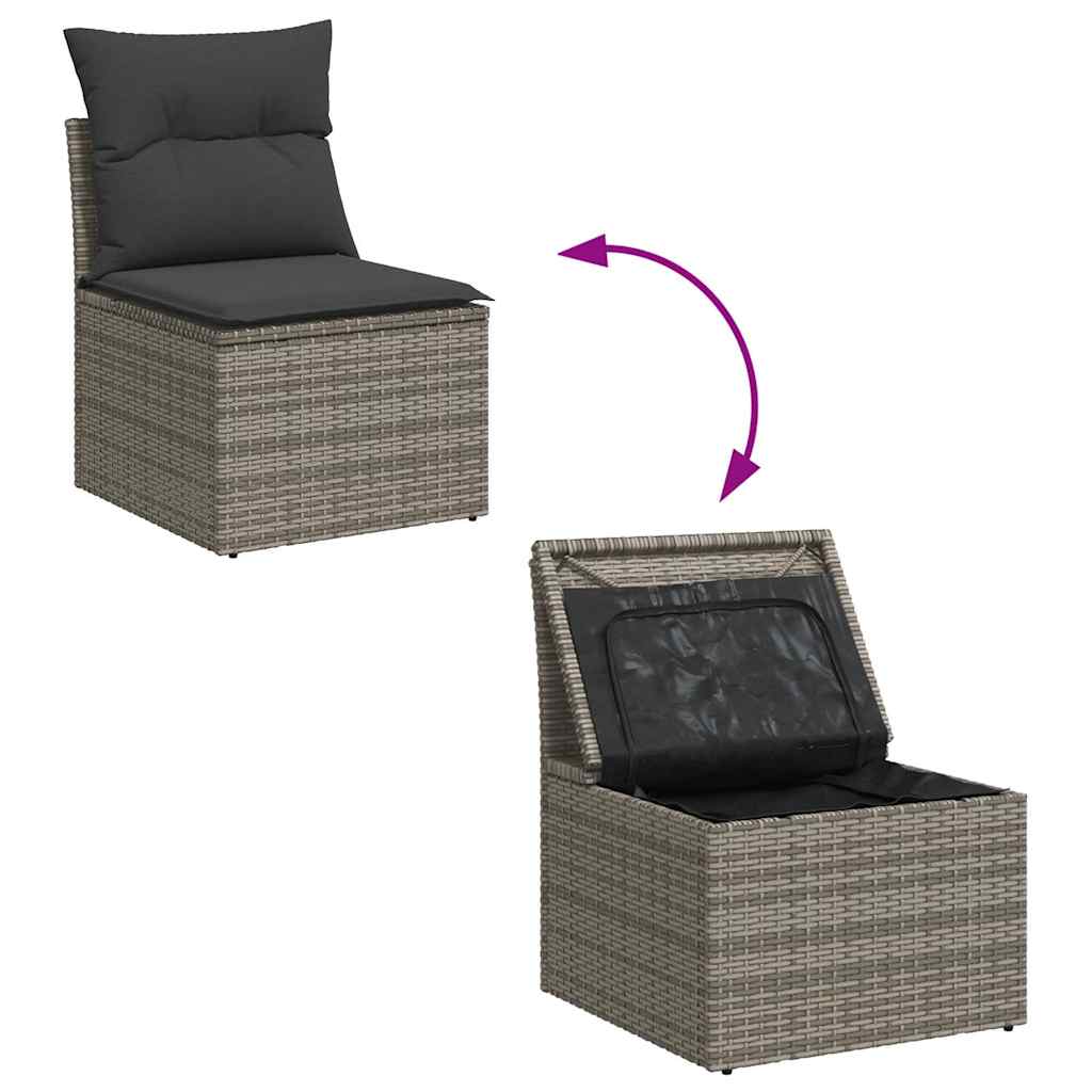vidaXL Set mobilier grădină cu perne, 6 piese, gri, poliratan vidaXL Set mobilier grădină cu perne, 6 piese, gri, poliratan