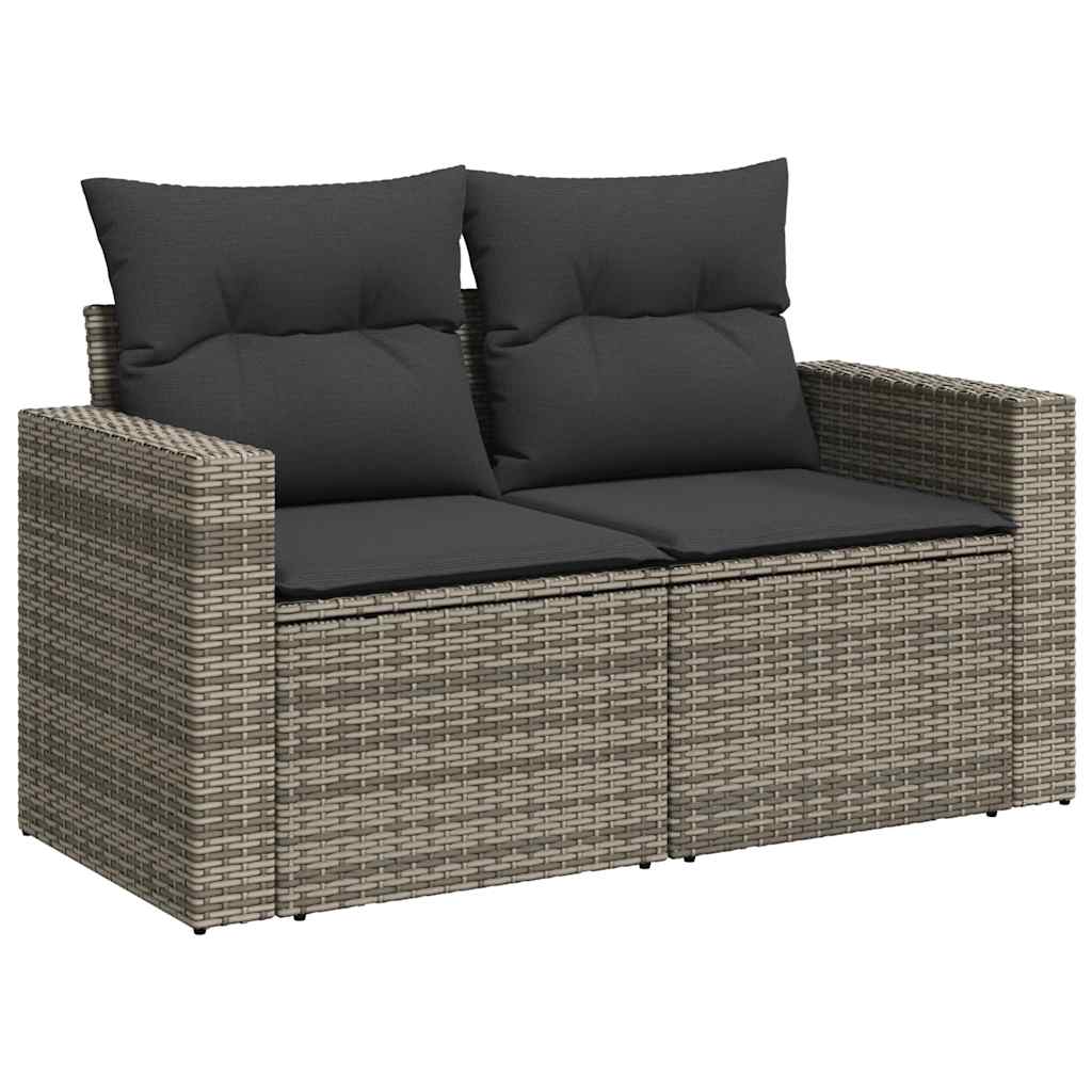 vidaXL Set mobilier grădină cu perne, 6 piese, gri, poliratan vidaXL Set mobilier grădină cu perne, 6 piese, gri, poliratan
