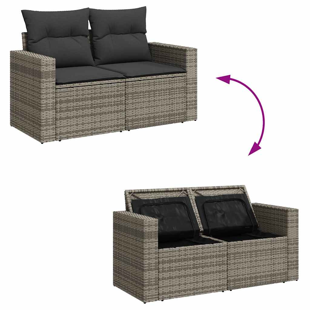 vidaXL Set mobilier grădină cu perne, 6 piese, gri, poliratan vidaXL Set mobilier grădină cu perne, 6 piese, gri, poliratan