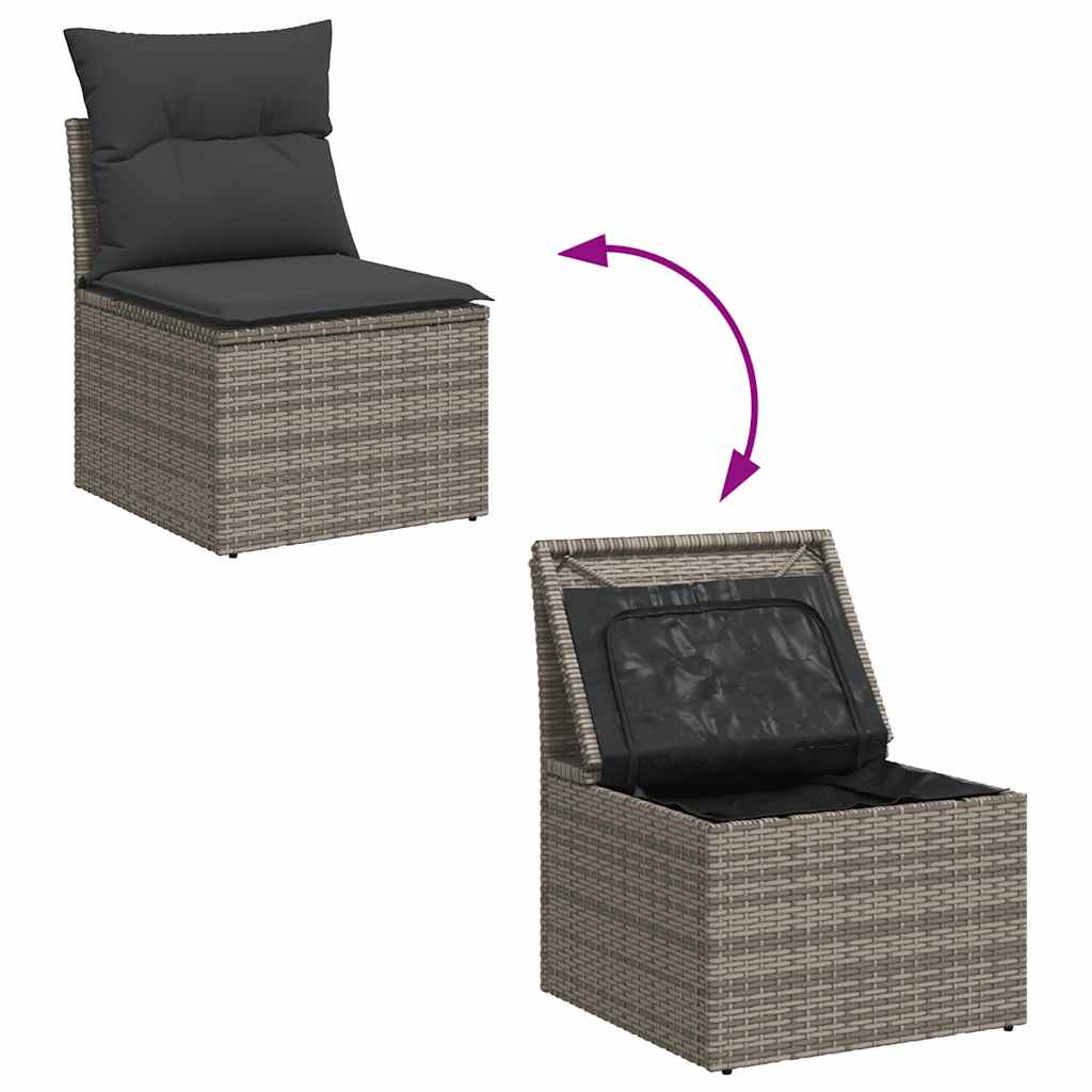 vidaXL Set canapea de grădină cu perne, 4 piese, gri, poliratan vidaXL Set canapea de grădină cu perne, 4 piese, gri, poliratan