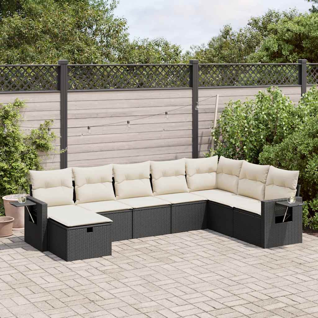 vidaXL Set mobilier de grădină cu perne, 8 piese, negru, poliratan vidaXL Set mobilier de grădină cu perne, 8 piese, negru, poliratan