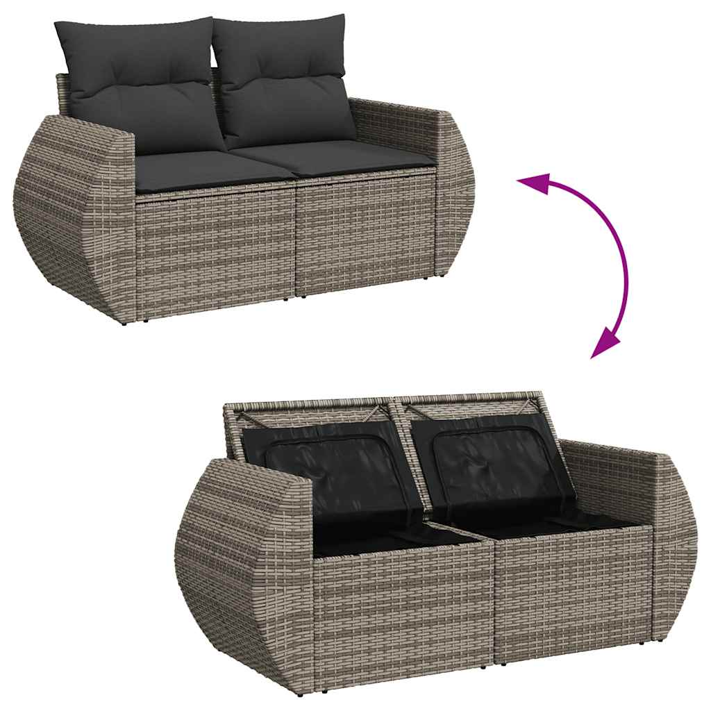 vidaXL Set canapea de grădină cu perne, 4 piese, gri, poliratan vidaXL Set canapea de grădină cu perne, 4 piese, gri, poliratan