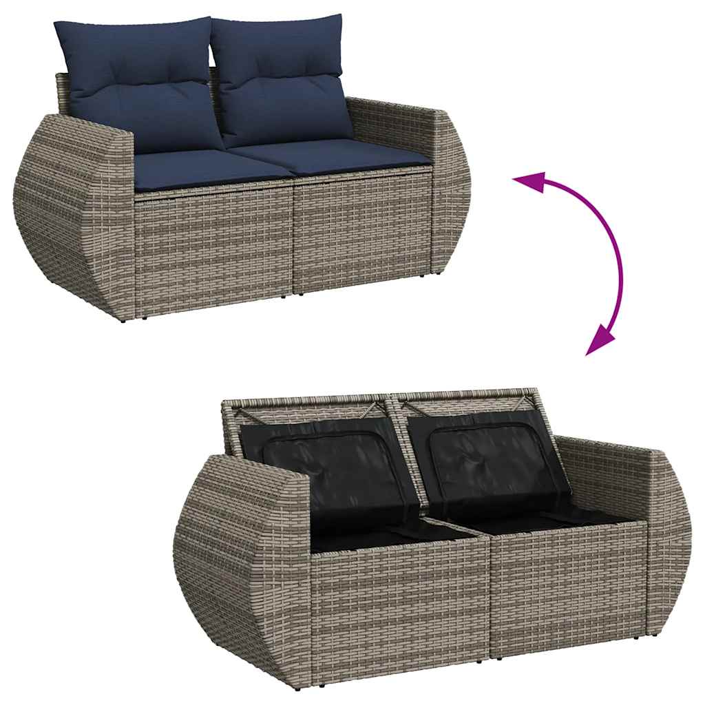 vidaXL Set canapea de grădină cu perne, 4 piese, gri, poliratan
