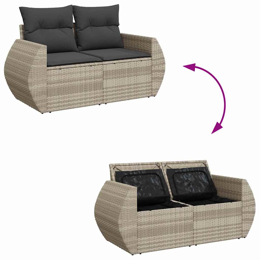 vidaXL Set canapea de grădină cu perne, 4 piese, gri deschis poliratan vidaXL Set canapea de grădină cu perne, 4 piese, gri deschis poliratan
