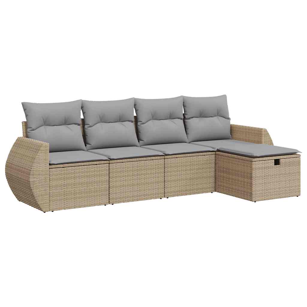 vidaXL Set canapele de grădină cu perne, 5 piese, bej, poliratan vidaXL Set canapele de grădină cu perne, 5 piese, bej, poliratan