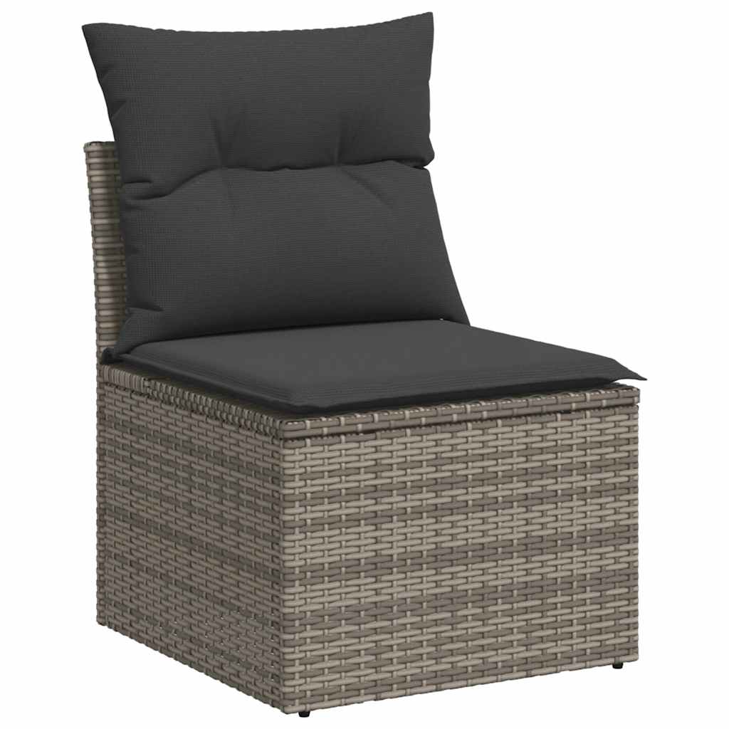 vidaXL Set canapea de grădină cu perne, 4 piese, gri, poliratan vidaXL Set canapea de grădină cu perne, 4 piese, gri, poliratan