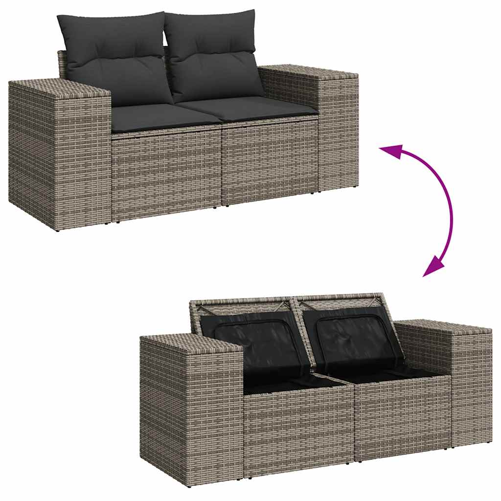 vidaXL Set canapea de grădină cu perne, 4 piese, gri, poliratan vidaXL Set canapea de grădină cu perne, 4 piese, gri, poliratan