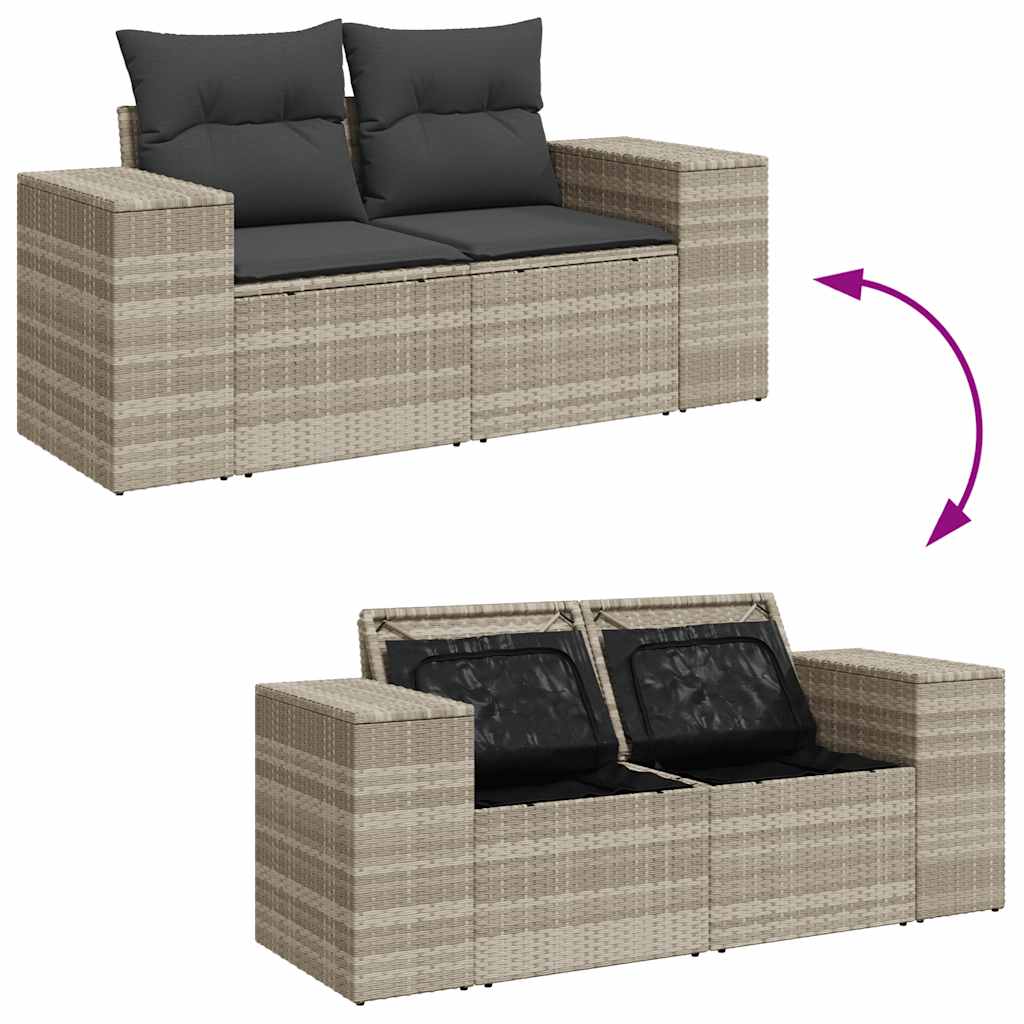 vidaXL Set canapea de grădină cu perne, 4 piese, gri deschis poliratan vidaXL Set canapea de grădină cu perne, 4 piese, gri deschis poliratan