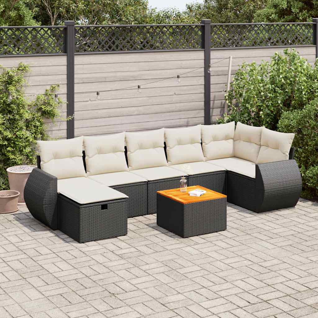 vidaXL Set mobilier de grădină cu perne, 8 piese, negru, poliratan vidaXL Set mobilier de grădină cu perne, 8 piese, negru, poliratan