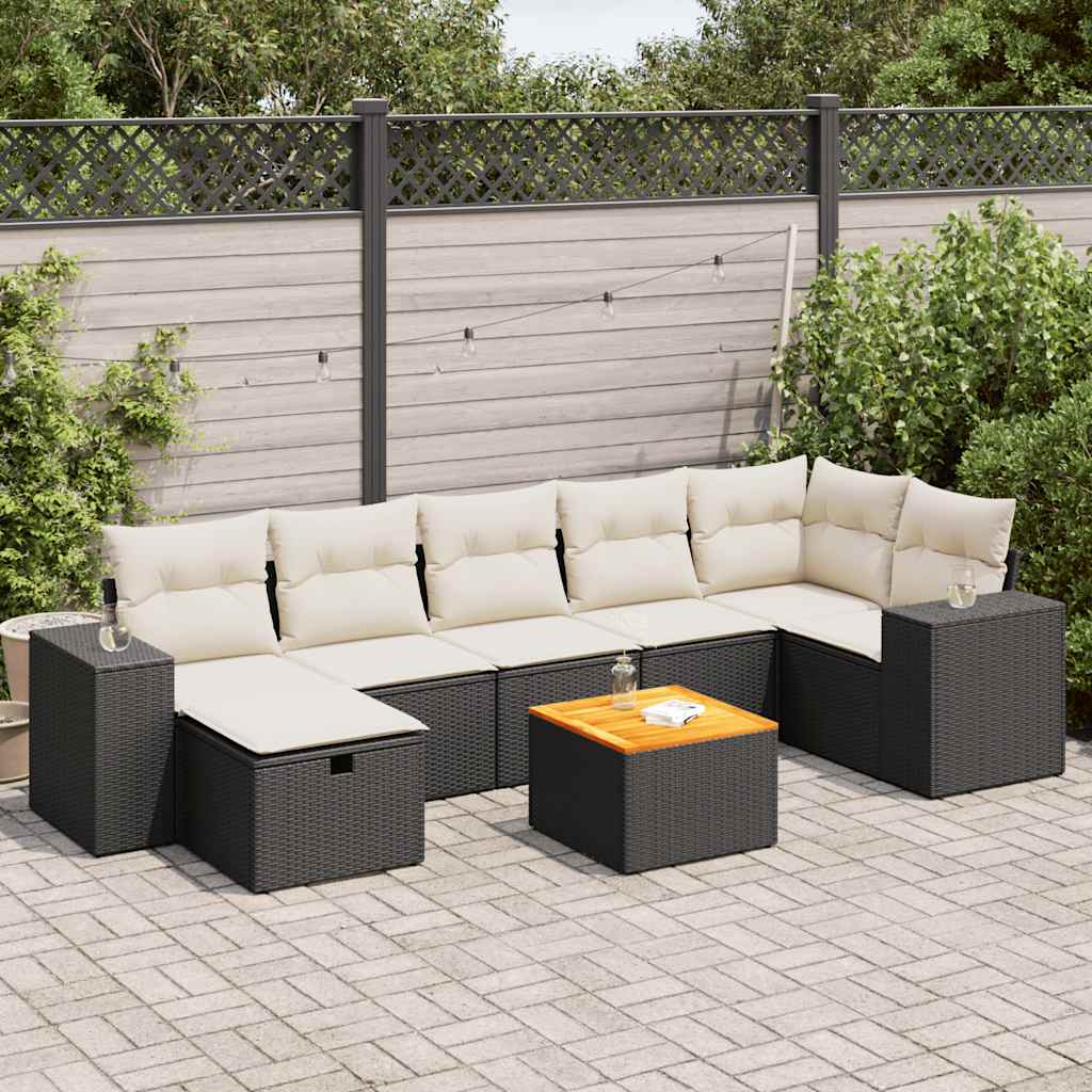 vidaXL Set mobilier de grădină cu perne, 8 piese, negru, poliratan vidaXL Set mobilier de grădină cu perne, 8 piese, negru, poliratan