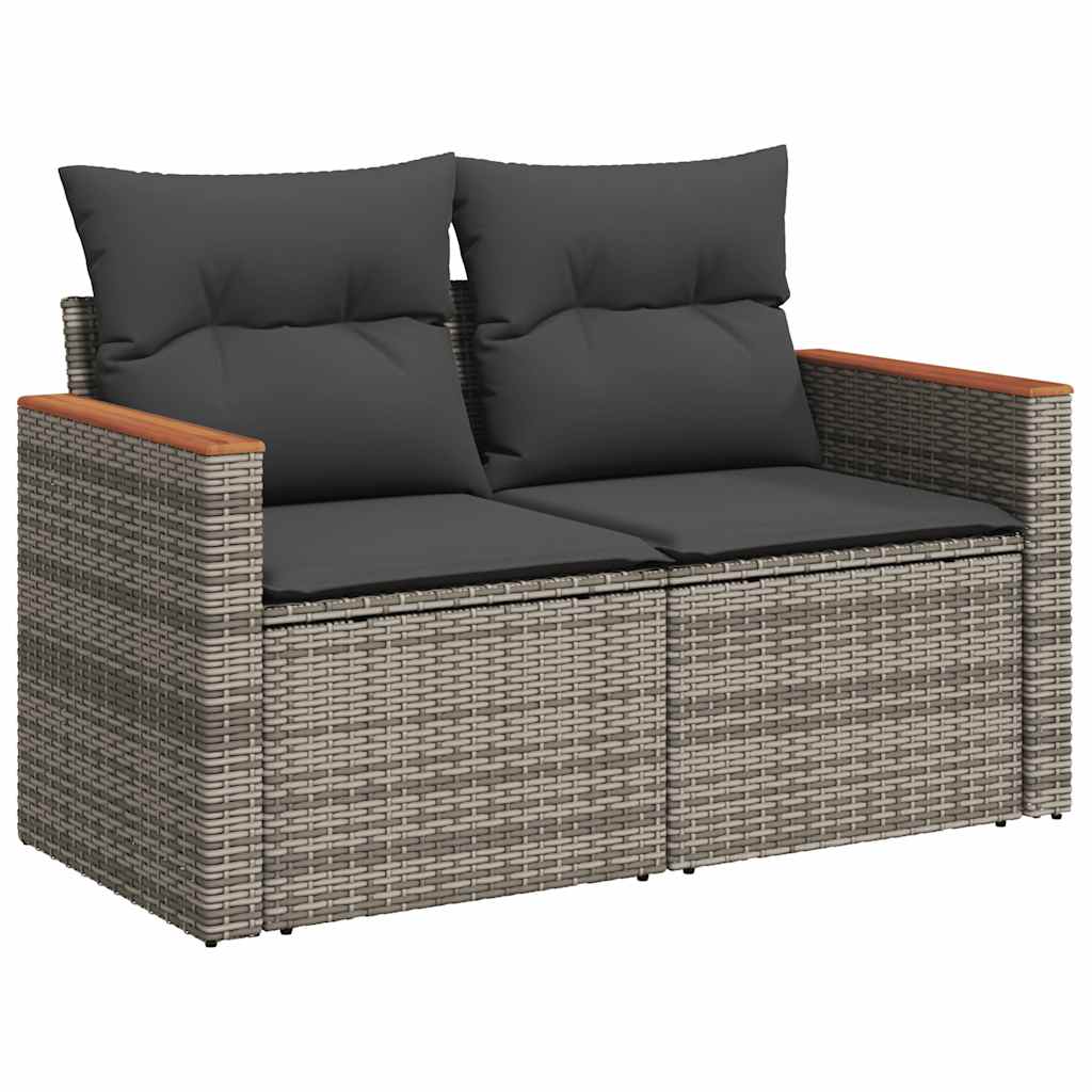 vidaXL Set canapea de grădină cu perne, 5 piese, gri, poliratan