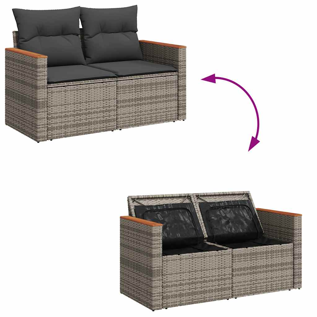 vidaXL Set canapea de grădină cu perne, 5 piese, gri, poliratan