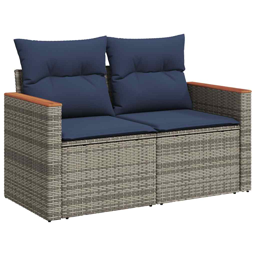 vidaXL Set canapea de grădină cu perne, 5 piese, gri, poliratan