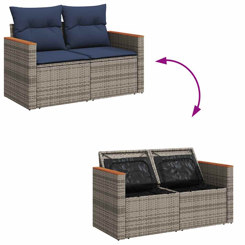 vidaXL Set canapea de grădină cu perne, 5 piese, gri, poliratan