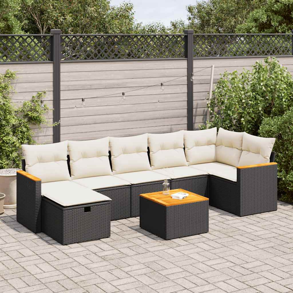 vidaXL Set mobilier de grădină cu perne, 8 piese, negru, poliratan vidaXL Set mobilier de grădină cu perne, 8 piese, negru, poliratan