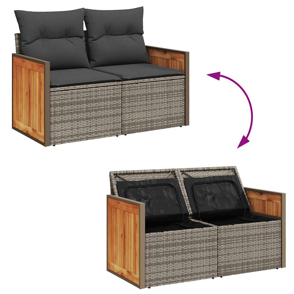 vidaXL Set canapea de grădină cu perne, 5 piese, gri, poliratan vidaXL Set canapea de grădină cu perne, 5 piese, gri, poliratan