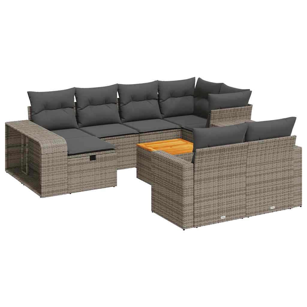 vidaXL Set canapele de grădină cu perne, 11 piese, gri, poliratan vidaXL Set canapele de grădină cu perne, 11 piese, gri, poliratan